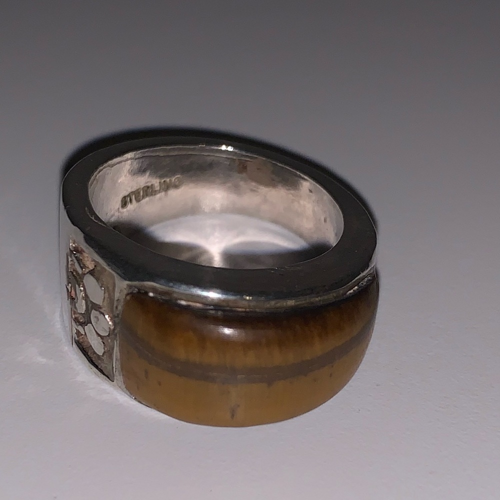 Vintage Men’s Sterling Tigers Eye Ring - Picture 6 of 9